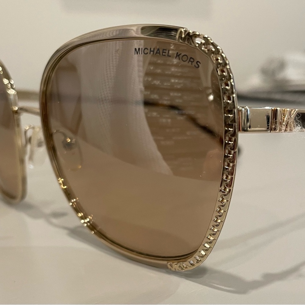 Michael Kors MK1090 Women's Gold Oval Sunglasses Amsterdam collection. Gorgeous!